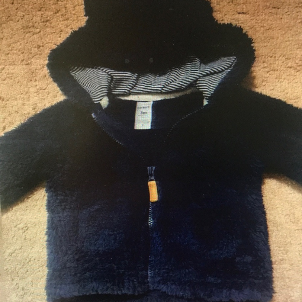 Navy Blue Fuzzy Kids Hoodie
